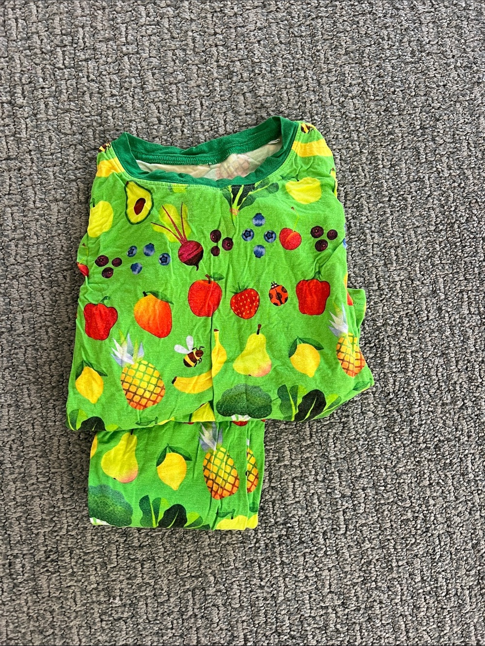 Little Sleepies Bright Green Fruit Print Pajama Set